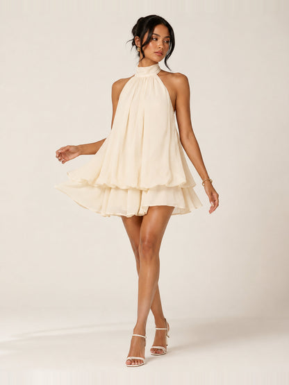 The Delphine | Halter Babydoll Mini Dress