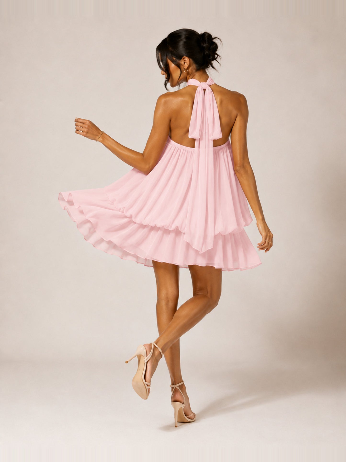 The Delphine | Halter Babydoll Mini Dress
