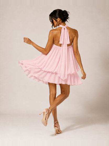 The Delphine | Halter Babydoll Mini Dress