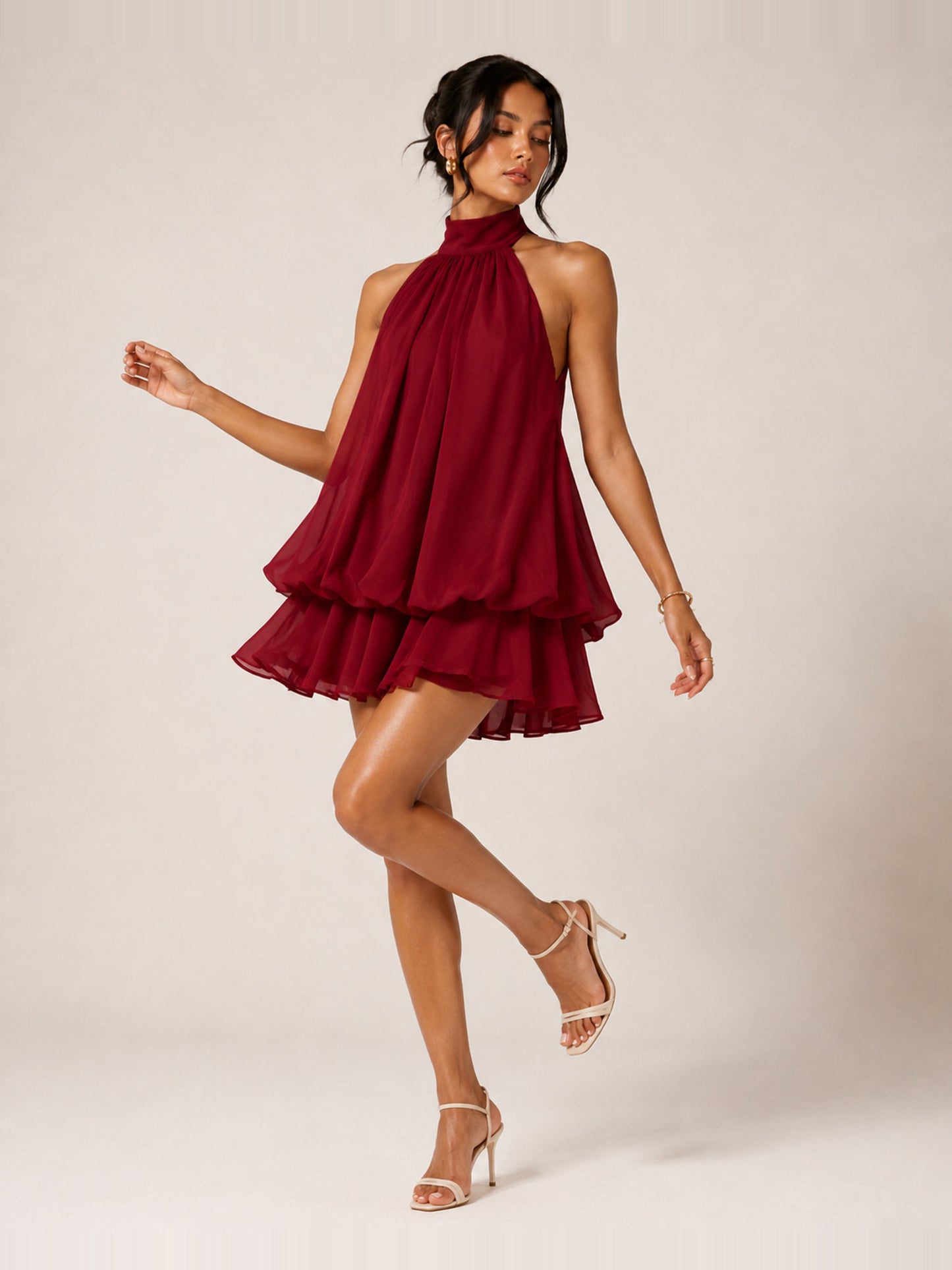 The Delphine | Halter Babydoll Mini Dress