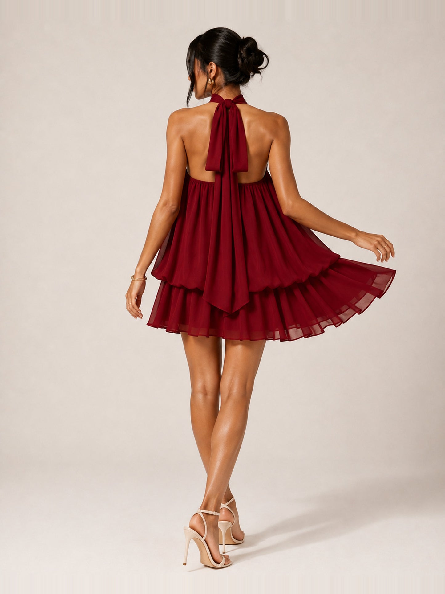 The Delphine | Halter Babydoll Mini Dress