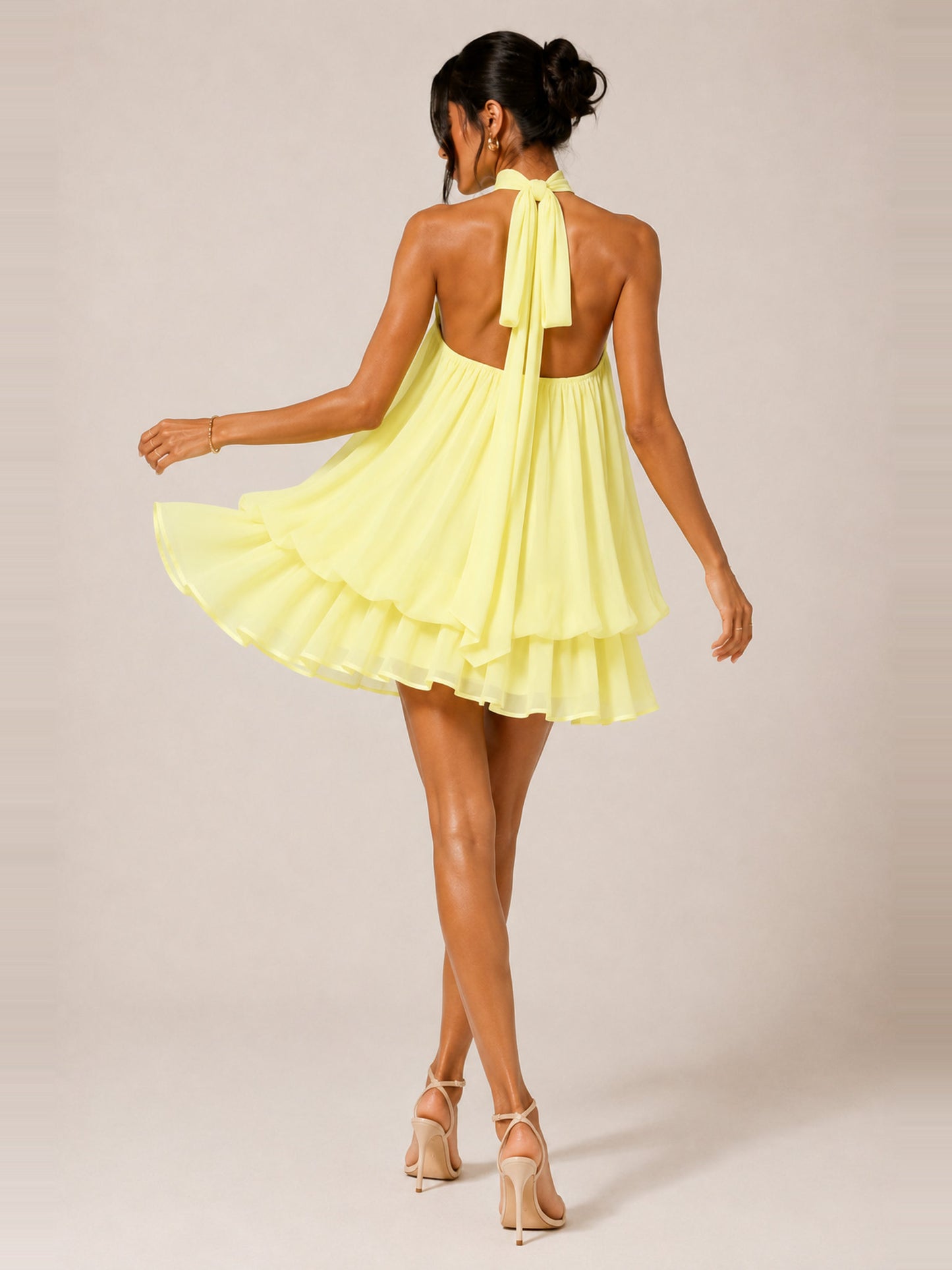 The Delphine | Halter Babydoll Mini Dress