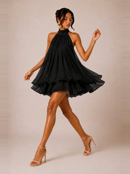 The Delphine | Halter Babydoll Mini Dress