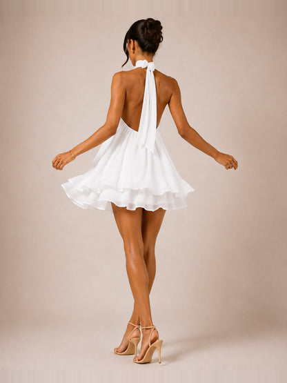 The Delphine | Halter Babydoll Mini Dress