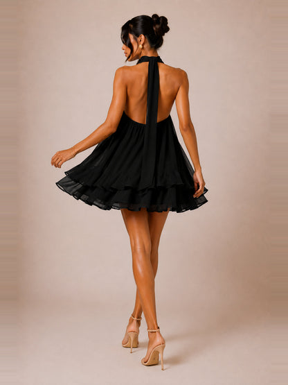 The Delphine | Halter Babydoll Mini Dress
