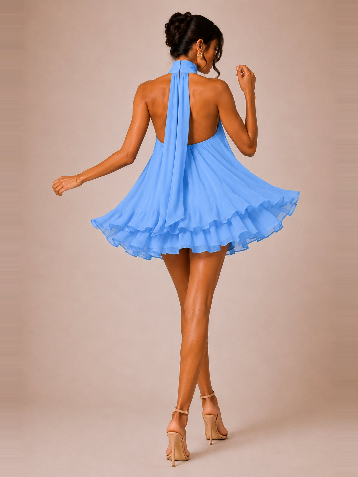 The Delphine | Halter Babydoll Mini Dress