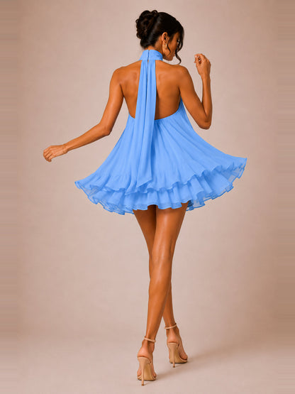 The Delphine | Halter Babydoll Mini Dress
